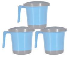 Kuber Industries Plastic Bathroom Mug 1 Litre Pack of 3 (Blue)-46KM0251, Standard
