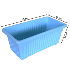 Kuber Industries Rectangular Jupiter Plastic Window Pot|Flower Planter for Home & Balcony,Garden 14 Inches Pack of 2 (Sky Blue)