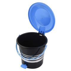 Kuber Industries Pedal Dustbin|Plastic Pedal Dustbin|Kitchen Waste Paper Bin|Dustbin For Bedroom|Blue Lid 5 Liter Dustbin|Pack of 2 (Black)