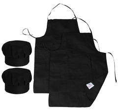 Heart Home Oil Stain Resistant Cooking Kitchen Apron & Cap for Men Women, Set of 4 (Black)-50HH01022