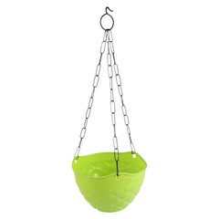 Kuber Industries Diamond Flower Pot|Durable Plastic Hanging Basket Flower Planter with Chain for Home|Garden|Balcony|Pack of 2 (Green)