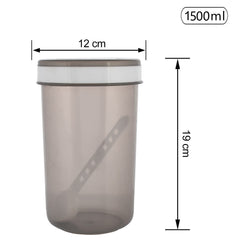 Kuber Industries Containers Set for Kitchen|BPA-Free Plastic 1500 ML Storage Containers Set with Spoon for Kitchen|Pack of 9 (Gray)