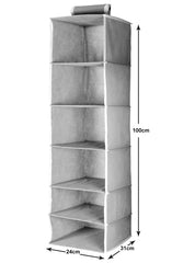 Kuber Industries 6 Shelf Closet Hanging Organizer/Wardrobe Organizer For Clothes Storage (Grey)