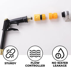 Kuber Industries Nozzle For Water Pipe|Non-Slip|Comfortable Grip|Multiple Spray Modes|Brass Nozzle Water Spray Gun For ?? Water Pipe|Ideal Pipe Nozzle For Car Wash,Gardening,& Other Uses|Black