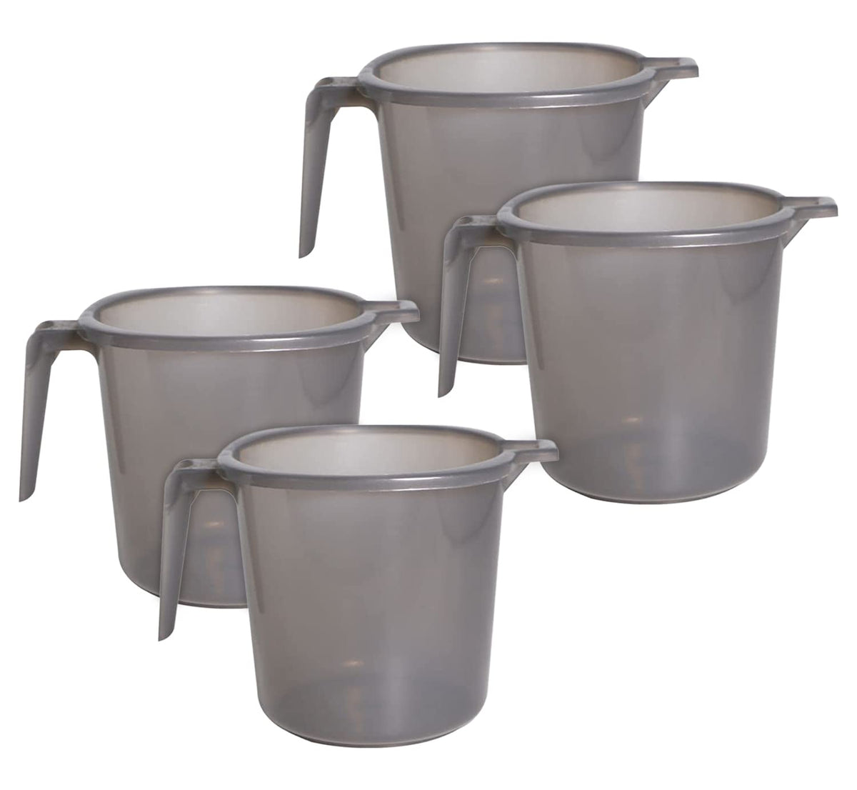Heart Home Tranasparent Small Plastic Bathroom Mug, 1 Litre- Pack of 4 (Black)-50HH0823