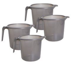 Heart Home Tranasparent Small Plastic Bathroom Mug, 1 Litre- Pack of 4 (Black)-50HH0823