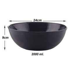 Kuber Industries Bowls|Plastic Dishwasher Safe Bowl|Serving Bowls|Bowls for Kitchen|Microwave Safe Bowls for Salad|Soup|Pasta|2000 ML|Pack of 4 (Grey)