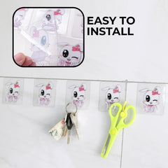 Kuber Industries Hooks For Wall|Durable & Rust-Proof|Self Adhesive Hook|Multipurpose Hooks for Bathroom, Kitchen|Pack of 5|Transparent