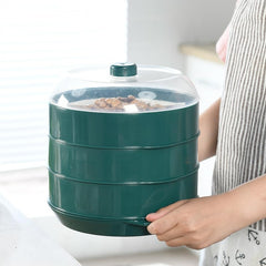 Kuber Industries Microwave Oven Steamer With Handle & Lid (1 Cover +3 Box +1 Base) | Green