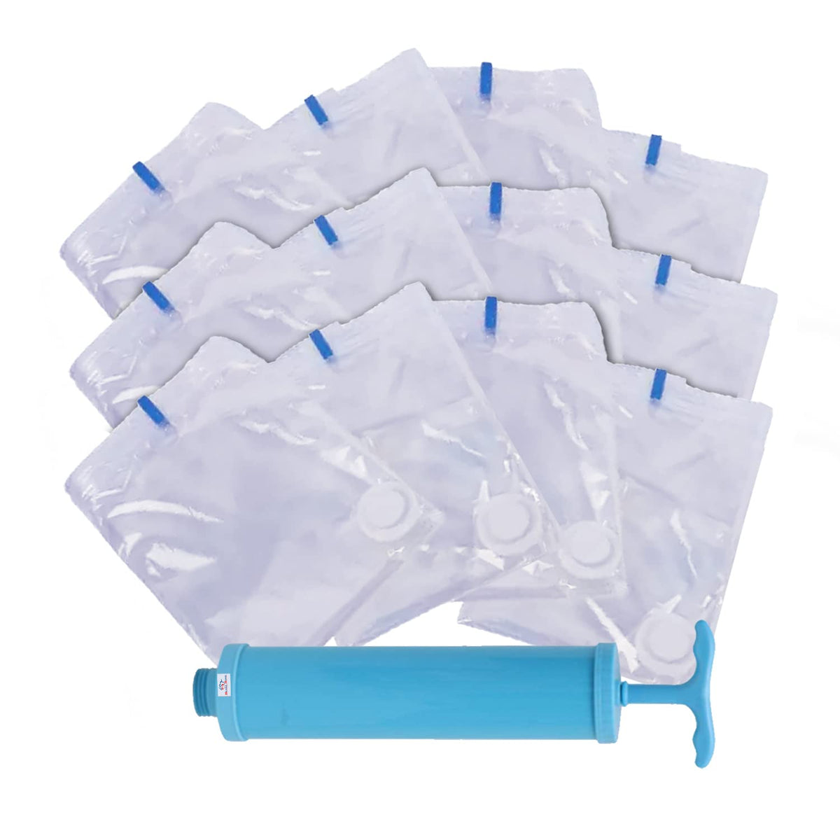 Heart Home Vacuum Storage Bags|Space Saver Bags|Travel Vacuum Storage Seal Bags for Comforters Blankets Clothes Pillows With Hand Pump,60x80 cm,Pack of 12 (Transparent)