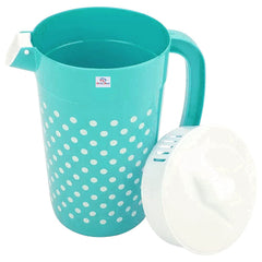 Heart Home Dot Printed Plastic Water & Juice Jug, Drinking Beverage Jug,with Lid for Daily Uses, 2.4 LTR- Pack of 4 (Green)-HS42KUBMART25220