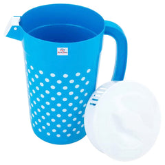 Heart Home Dot Printed Plastic Water & Juice Jug, Drinking Beverage Jug,with Lid for Daily Uses, 2.4 LTR (Blue)-HS42KUBMART25222