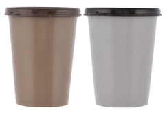 Heart Home Food Grade, Leakproof Plastic Everyday Glass,Tumbler with Lid, 300ml- Set of 2 (Grey & Brown)-HS43HEARTH25678