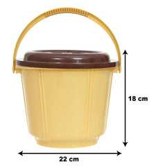 Heart Home Small Plastic Storage Container/Bucket for Store Flour, Rice, Sugar, Baking Supplies with Handle & Lid, 5 LTR.- Pack of 4 (Cream)-47HH01246