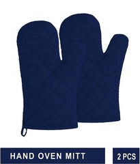 Kuber Industries Heat Resistant Cotton Kitchen Oven Mitt Microwave Glove Set, Non-Slip Grip and Hanging Loop for Kitchen, Cooking, Baking, Set of 2 (Blue)