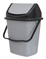 Heart Home Plastic Dustbin, Trashbin, Wastebin For Kitchen, Bathroom, Office Use With Swing Lid With Handle, 7 Liter- Pack of 2 (Grey)-47HH0836