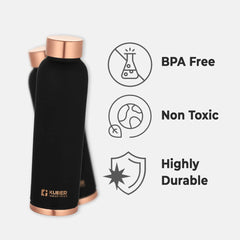 Urbane Home Copper Water Bottle | BPA Free, Non Toxic | Leakproof, Durable & Lightweight | With Added Health Benefits of Copper | Ergonomic Design & Easy to Clean| 950 ml|Black
