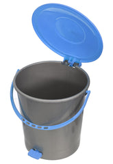 Kuber Industries Plastic Pedal Dustbin, Trashbin, Wastebin For Kitchen, Bathroom, Office Use With Handle, 10 Liter (Grey & Blue)-47KM0974