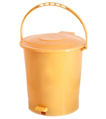 Kuber Industries Plastic Pedal Dustbin, Trashbin, Wastebin For Kitchen, Bathroom, Office Use With Handle, 10 Liter- Pack of 2 (Sky Blue & Yellow)-47KM0952