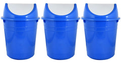 Kuber Industries Plastic 3 Pieces Medium Size Swing Lid Garbage Waste Dustbin for Home, Office, Factory, 10 litres (Blue) -CTKTC43185