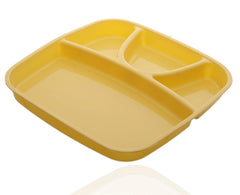 Kuber Industries 2 Pieces Microwave Safe Plastic Food Plate with Partitions (Yellow) - CTKTC37554