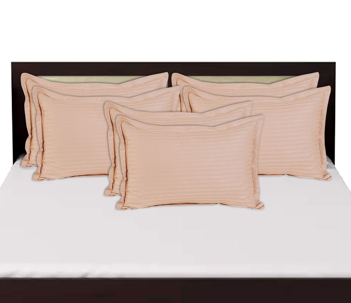 Kuber Industries Lining Design Breathable & Soft Cotton Pillow Cover/Protector/Case- 18x28 Inch, Set of 6 (Peach)-HS43KUBMART26771, Standard