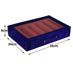 Kuber Industries 5 Rod Bangle Box|Wooden Jewelry Box|Wedding Vanity Box|Velvet Coated Wedding Bracelet Organizer for Women & Girls|Pack of 2 (Blue)