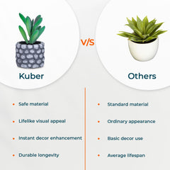 Kuber Industries Artificial Plants for Home Décor|Natural Looking Indoor Fake Plants with Pot|Artificial Flowers for Decoration (Green)