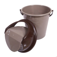 Kuber Industries Plastic Dustbin with Swinging Lid|Portable Garbage Basket & Round Trash Can for Home,Kitchen,Office,College,10 Ltr (Brown)