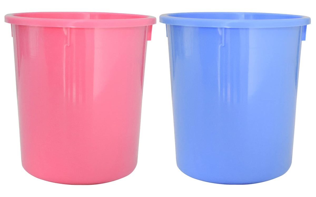 Heart Home Plastic Open Dustbin, Trash Bin, Garbage Bin, Waste Bin, 5Ltr.- Pack of 2 (Pink & Blue)-47HH01078