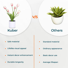 Kuber Industries Artificial Plants for Home Décor|Natural Looking Indoor Fake Plants with Pot|Artificial Flowers for Decoration (Pink)