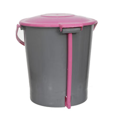Kuber Industries Plastic Pedal Dustbin, Trashbin, Wastebin For Kitchen, Bathroom, Office Use With Handle, 5 Liter (Grey & Pink)-47KM01014