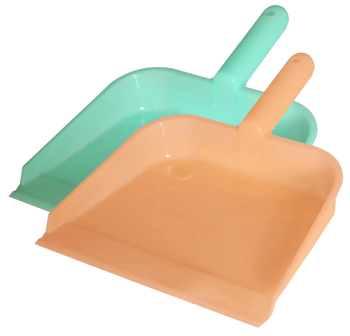 Kuber Industries 10" Plastic Dustpan, Pack of 2, Green & Light Pink