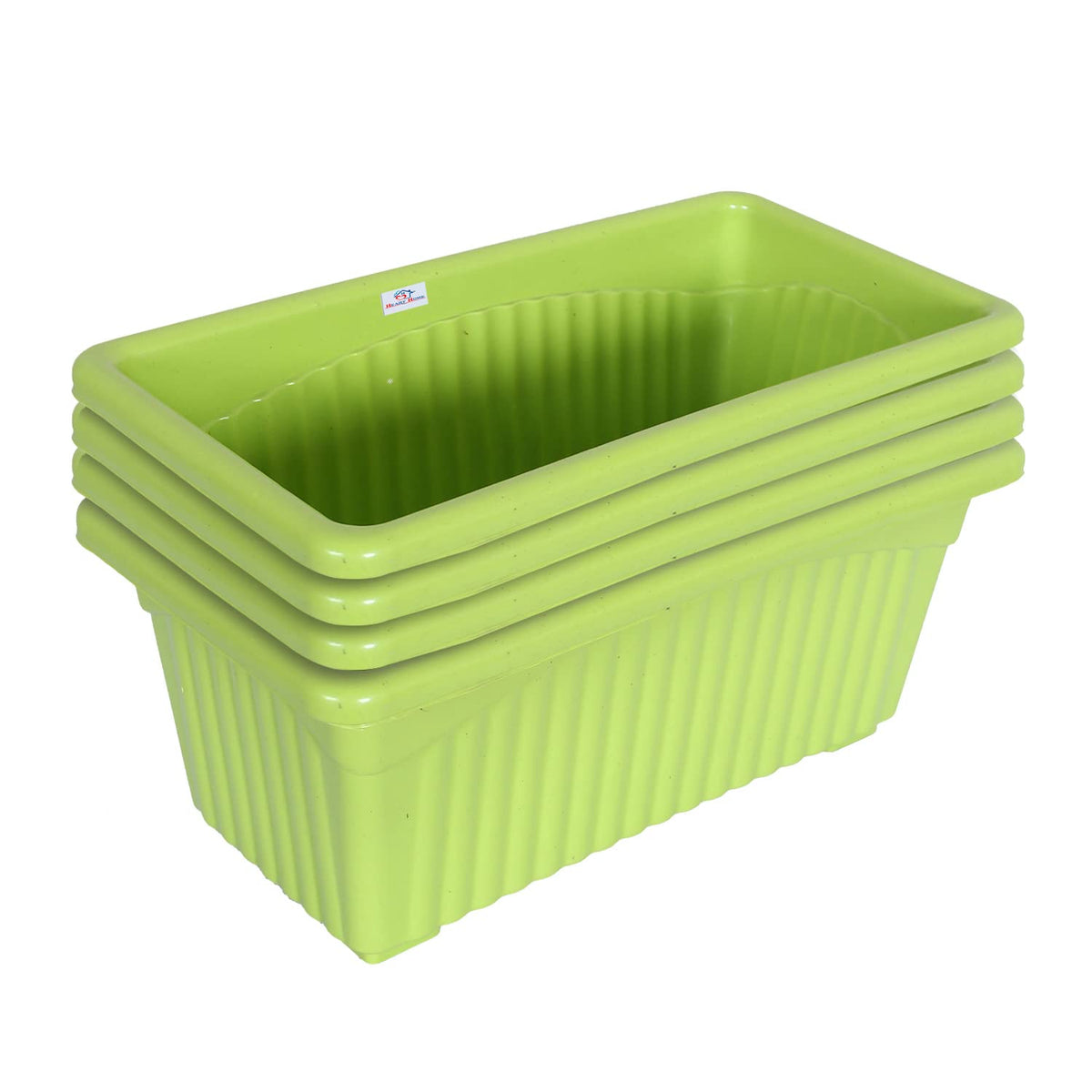 Heart Home Rectangular Jupiter Plastic Window Pot|Flower Planter for Home & Balcony,Garden 14 Inches Pack of 4 (Green)