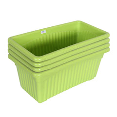 Heart Home Rectangular Jupiter Plastic Window Pot|Flower Planter for Home & Balcony,Garden 14 Inches Pack of 4 (Green)