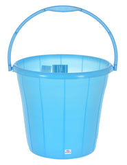 Heart Home Multiuses Plastic Bucket With Handle & Measuring Scale, 16 litre (Blue)-46HH0327
