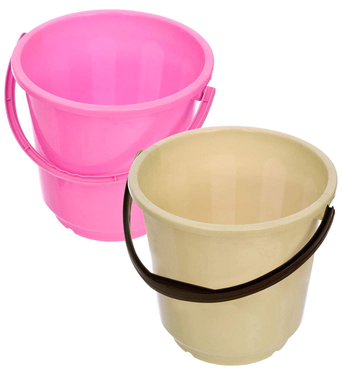 Heart Home Bucket|Plastic Bucket for Bathroom|Bucket for Bathing|Unbreakable Bucket with Handle|16 Liter|Pack of 2 (Pink & Yellow)