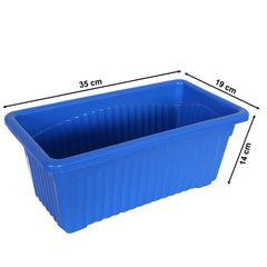 Kuber Industries Rectangular Jupiter Plastic Window Pot|Flower Planter for Home & Balcony,Garden 14 Inches Pack of 2 (Blue)