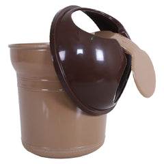 Heart Home Table Dustbin|Durable Plastic Small Desktop Garbage Bin with Swing-Lid|Countertop Trash Can For Study Table, Office, 3 Ltr, (Brown)