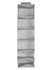 Kuber Industries 6 Shelf Closet Hanging Organizer/Wardrobe Organizer For Clothes Storage (Grey)
