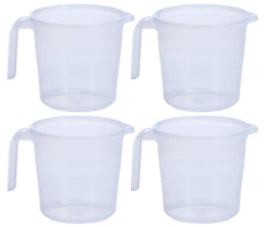 Kuber Industries Virgin Plastic 4 Pieces Transparent Bathroom Mug with Measurement,1800 ml (White)