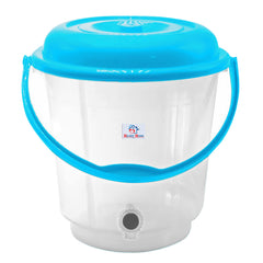 Heart Home Multipurposes Plastic Transparent Bucket With Lid & Tap System For Home Cleaning & Save Water, 18Ltr. (Blue) 52HH3893