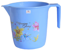 Heart Home Printed 2 Pieces Plastic Bathroom Stool & Mug Set (Blue)
