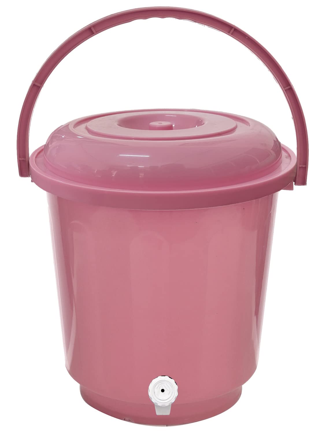 Kuber Industries Multipurposes Plastic Bucket with Lid & Tap System for Home Cleaning & Save Water, 18Ltr. (Pink)