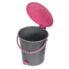 Kuber Industries Plastic Pedal Dustbin, Trashbin, Wastebin For Kitchen, Bathroom, Office Use With Handle, 5 Liter (Grey & Pink)-47KM01014