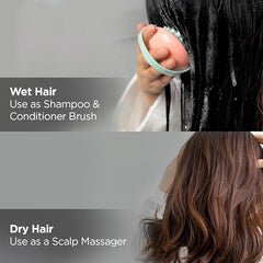 Urbane Home Hair Massager Shampoo Brush | Soft Silicone Bristles | Shampoo Brush for Hair Washing | Massager Brush For Dandruff | XJWTEU-XJBLEU | White & Blue