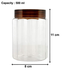 Heart Home Food Grade Odourless BPA Free Plastic Kitchen Container Set with Airtight Lid,500ml, Set of 6 (Brown)-HS42KUBMART25092