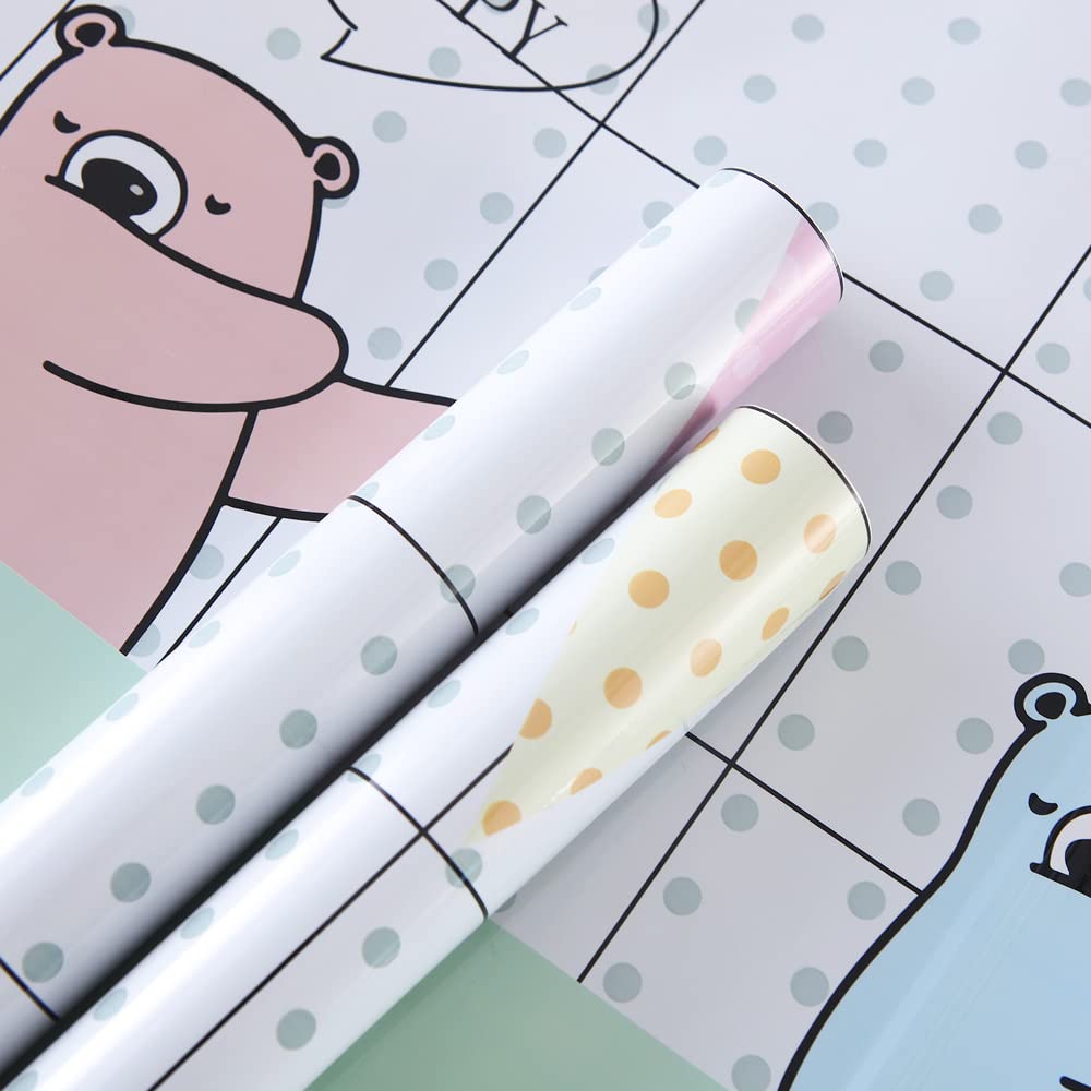 Kuber PET Wallpaper for Walls Kids Room I Self-Adhesive, Oilproof, and Waterproof I DIY Heat Resistant Designer Wall Sticker I Pack of 1 Roll, 60cm x 300cm