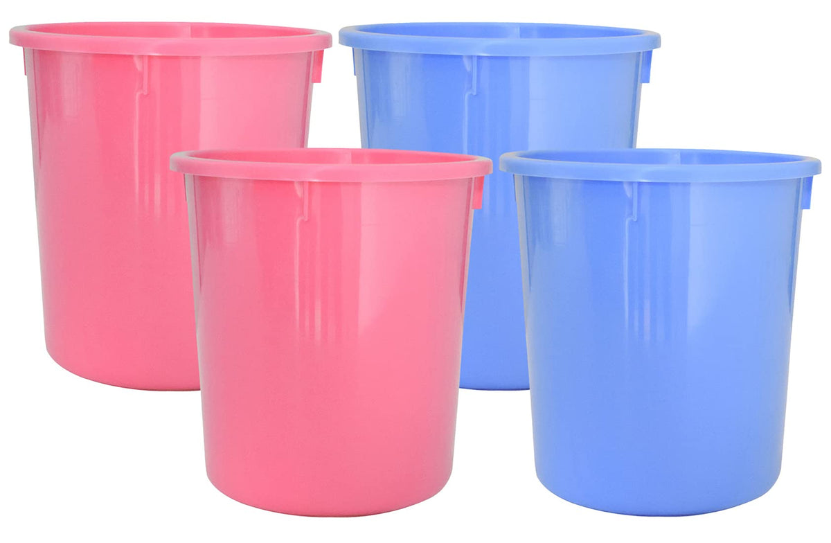 Heart Home Plastic Open Dustbin, Trash Bin, Garbage Bin, Waste Bin, 5Ltr.- Pack of 4 (Pink & Blue)-47HH01080