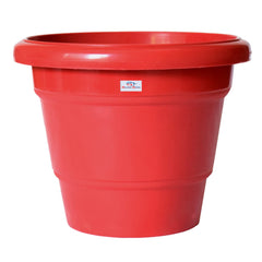 Heart Home Solid 2 Layered Plastic Flower Pot|Gamla for Home Decor,Nursery,Balcony,Garden,6"x5",Pack of 4 (Red)